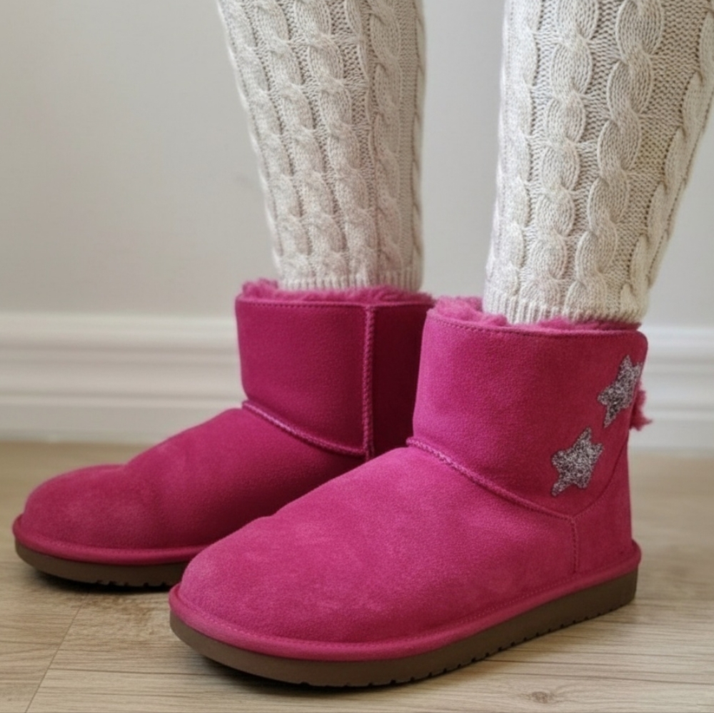 KOOLABURRA UGG PINK STAR MINI SUEDE GIRLS BOOTS